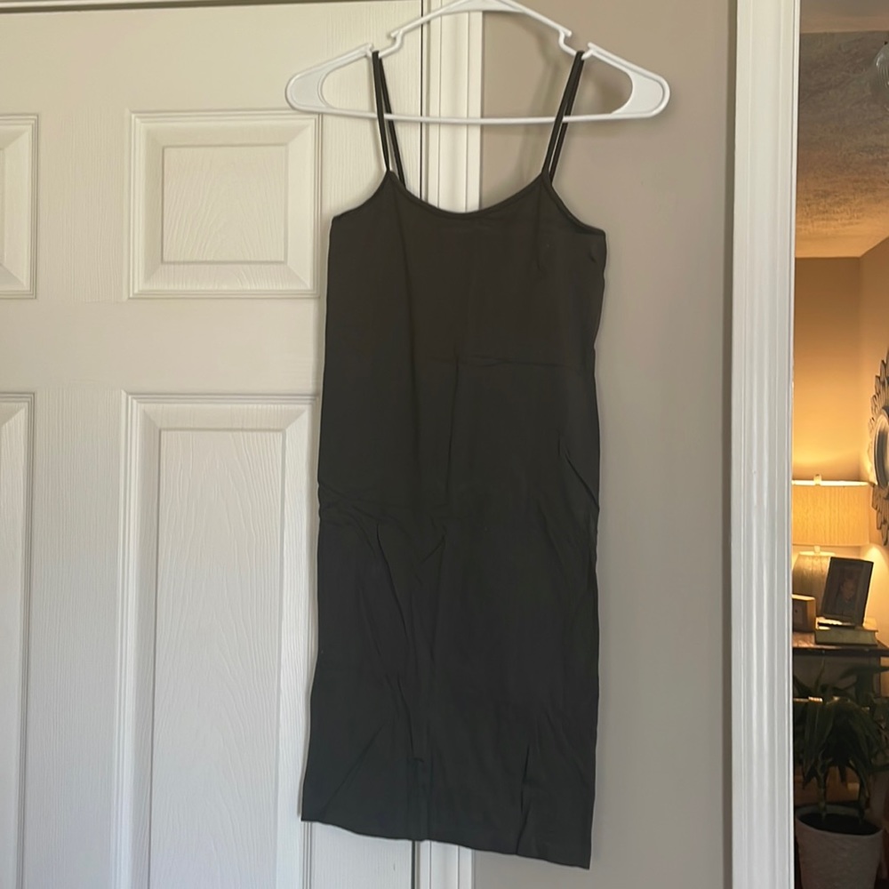 M&B Extra Long Cami Slate Gray One Size Spaghetti Strap Nylon/Spandex
